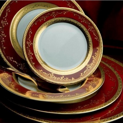 Фарфор Royal Gold - Набор для Ужина 6 Персон Бордо (25 Единиц) Фарфор Royal Gold - Набор для Ужина 6 Персон Бордо (25 Единиц)