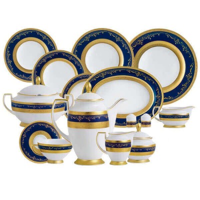 Фарфор Royal Gold - Полный Набор на 12 Персон Кобальт ( 70 Единиц )
