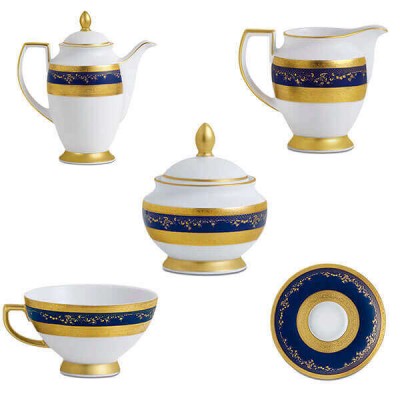 Фарфор Royal Gold - Кофейный Набор 12 Персон Кобальт (27 Единиц)