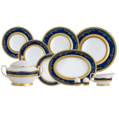 Фарфор Royal Gold - Набор для Ужина на 12 Персон Кобальт (43 Единицы)