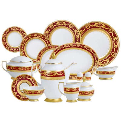 Фарфор Imperial Gold - Полный Набор на 12 Персон Бордо (70 Единиц) Фарфор Imperial Gold - Полный Набор на 12 Персон Бордо (70 Единиц)