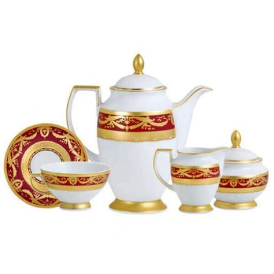 Фарфор Imperial Gold - Кофейный Набор 12 Персон Бордо (27 Единиц) Фарфор Imperial Gold - Кофейный Набор 12 Персон Бордо (27 Единиц)
