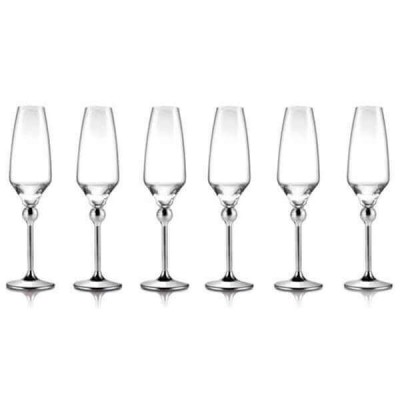 Бокалы для шампанского с металлическими ножками - 6 ед.
