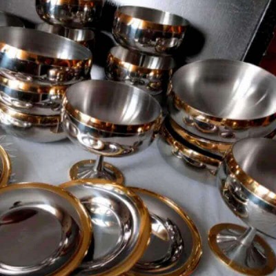 Набор бокалов для шампанского "Барон" - с серебряным покрытием и золотым декором Набор бокалов для шампанского "Барон" - с серебряным покрытием и золотым декором