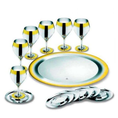 Набор бокалов "Принц" - с серебряным покрытием и золотым декором