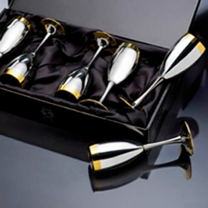 Набор бокалов "Ла Перле" - с серебряным покрытием и золотым декором
